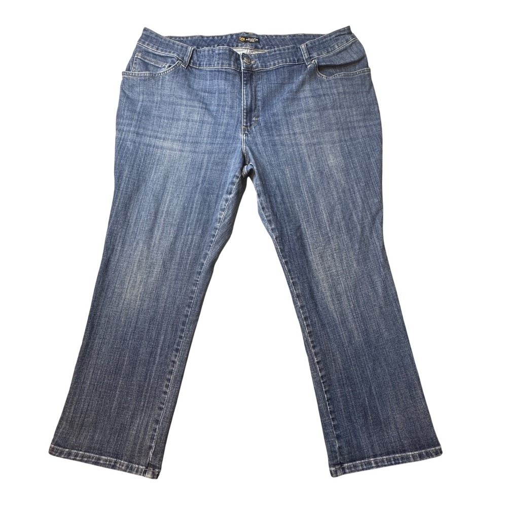 Lee Jeans Womens 20W Blue Relaxed Fit Straight Leg Hi Rise Plus Size Denim Pants